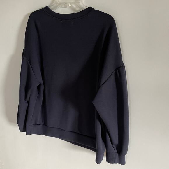 New Rachel Zoe Navy Balloon Sleeve Modal Sweatshirt - Picture 4 of 5